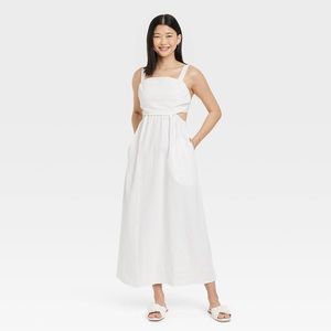 Women's Ruched Side Cut Out Dress - A New Day Color White Size XXL New With Tags